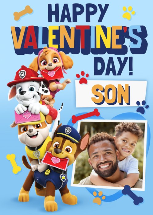 Cute Paw Patrol Stack Of Doggies Photo Upload Valentine's Day Card