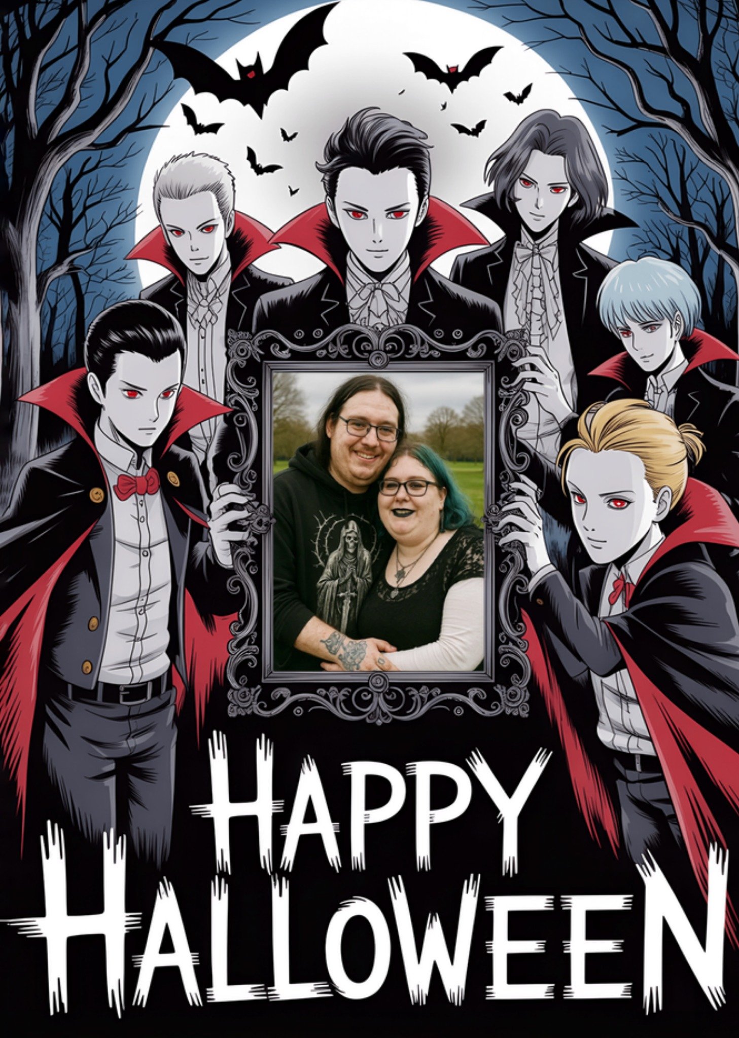 Moonpig Happy Halloween Vampires Photo Upload Card