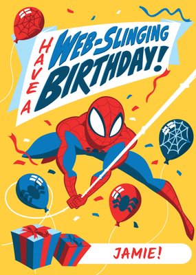 Marvel Spider Man Web Slinging Birthday Illustrated Card