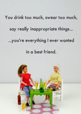 Funny Photographic Female Figurine Drinking Humour Card