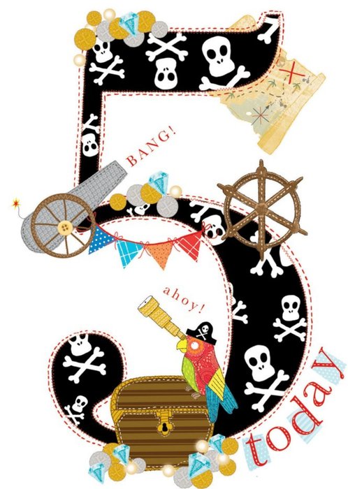 5 Today Pirate Birthday Card