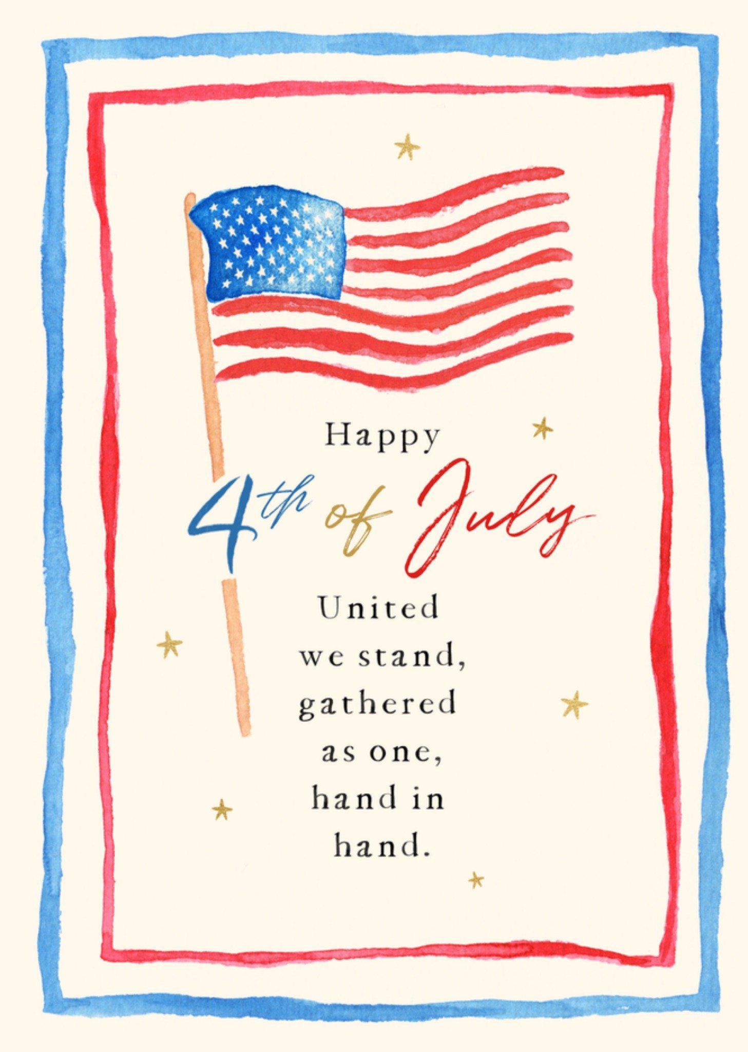 Moonpig Watercolor Stars And Stripes Flag 4th Of July Traditional Card