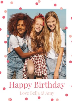 Dotty Modern Stylish Photo Upload Happy Birthday Card