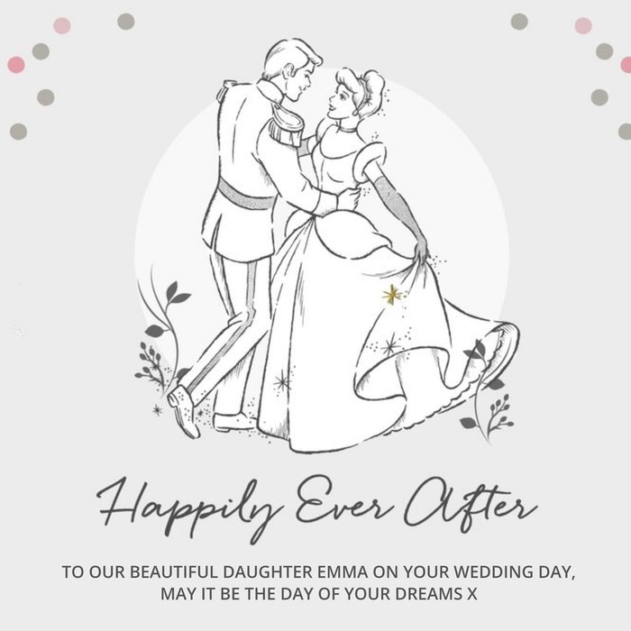 Disney Cinderella And Prince Charming Happily Ever After Wedding Card For Daughter