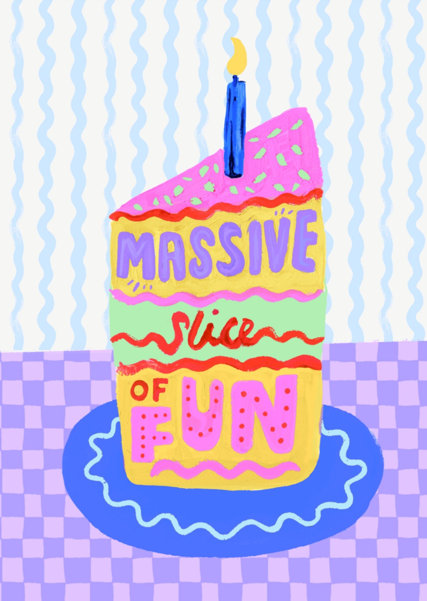Moonpig Eleanor Bowmer Massive Slice Of Fun Illustrated Cake Slice Birthday Card