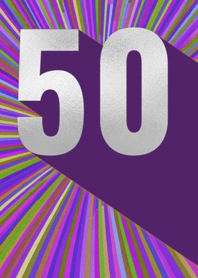 Bright Starburst 50th Birthday Card