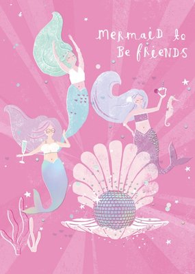 Mermaid To Be Friends Party Disco Card