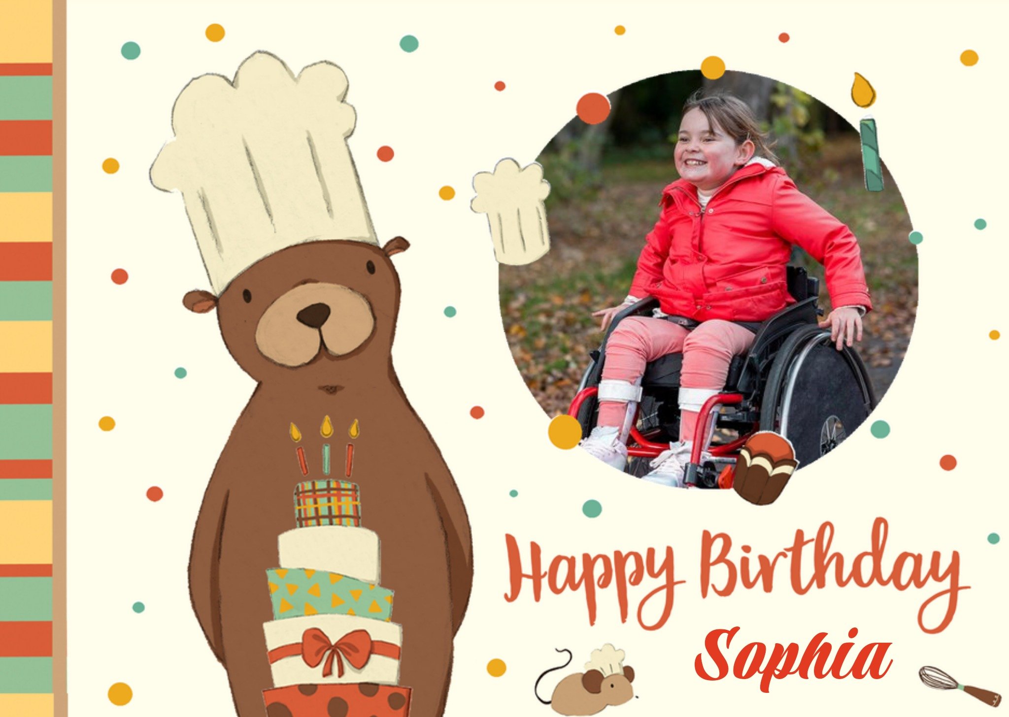 Moonpig Personalised Bear Chef Happy Birthday Photo Card