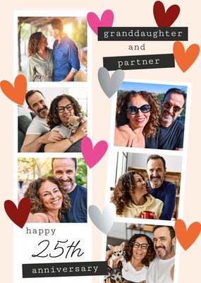 Granddaughter And Partner Happy 25th Anniversary Photo Upload Card
