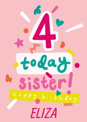 Typographic Bday 4 Today Sister Happy Birthday Card