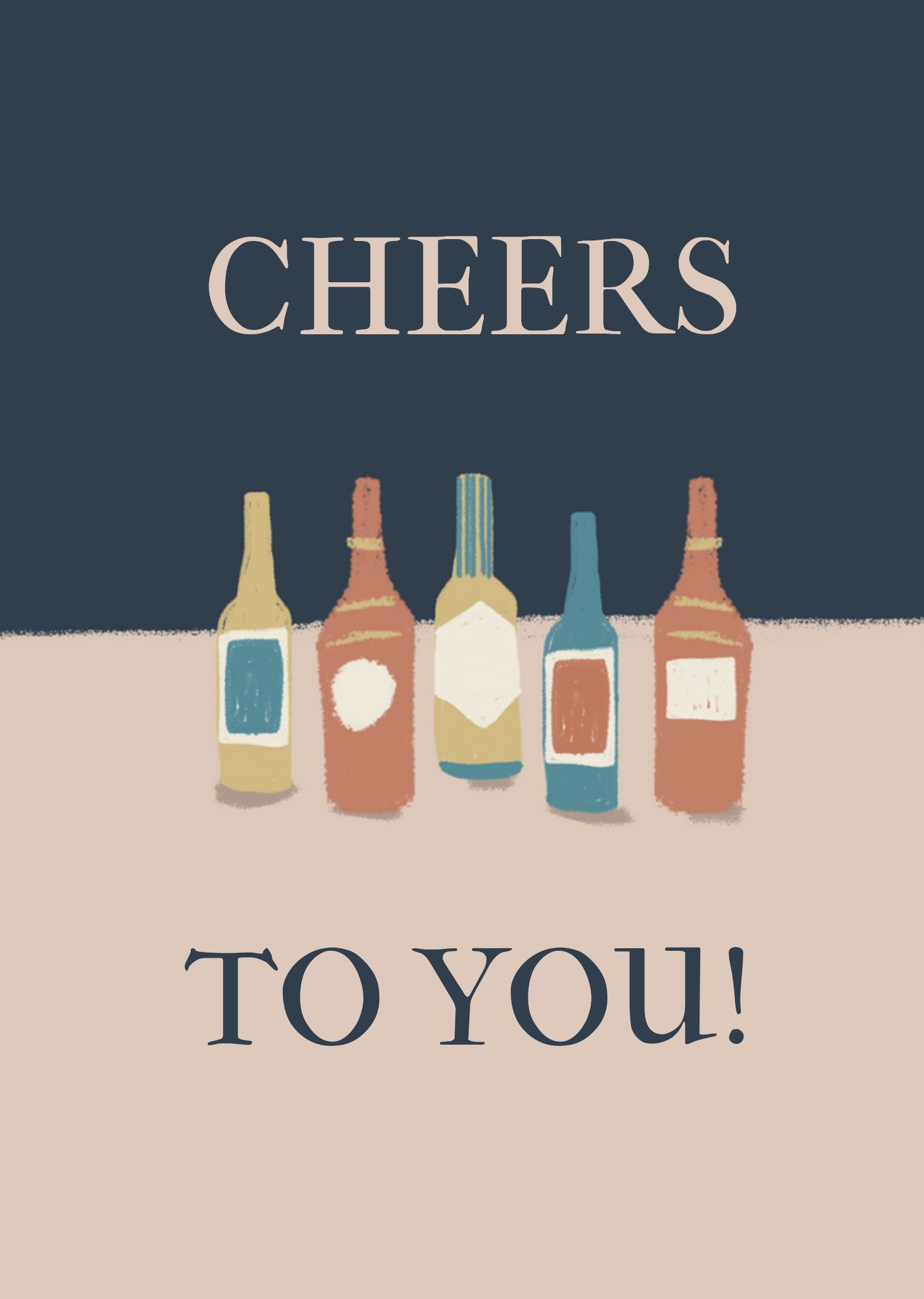 Moonpig Cheers To You Beer Bottles Illustrated Birthday Card Ecard