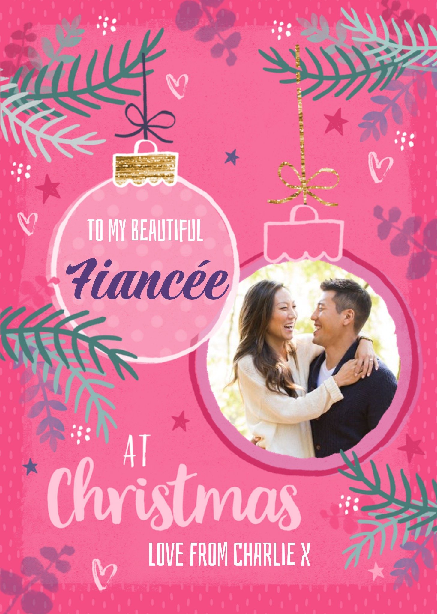 Moonpig Studio Sundae To My Beautiful Fiancee Photo Upload Christmas Card
