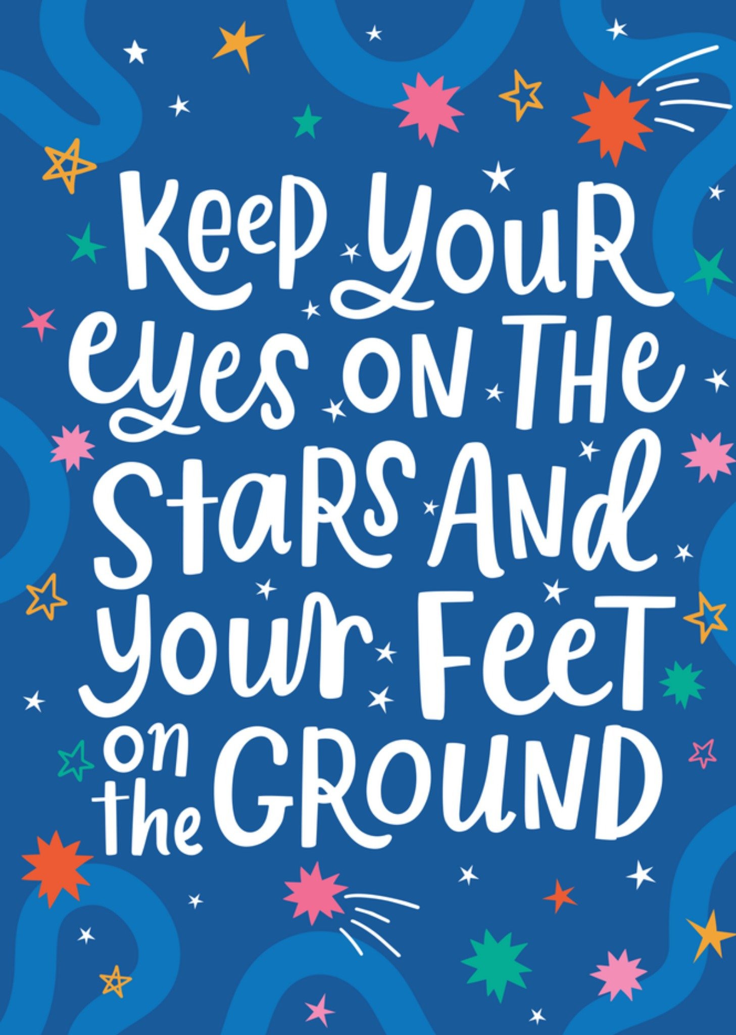 Dotty Black Keep Your Eyes On The Stars Colourful Typography Card
