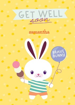 Personalised Cartoon Bunny Get Well Soon Card