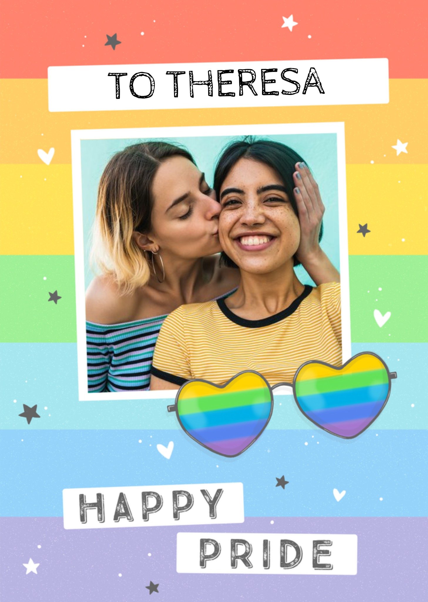 Moonpig Rainbow And Sunglasses Photo Upload Happy Pride Card