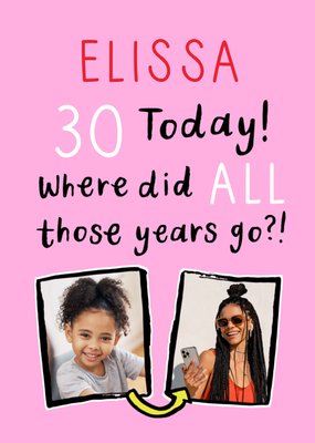 30 Today! Where Did All Those Years Go Photo Upload Birthday Card