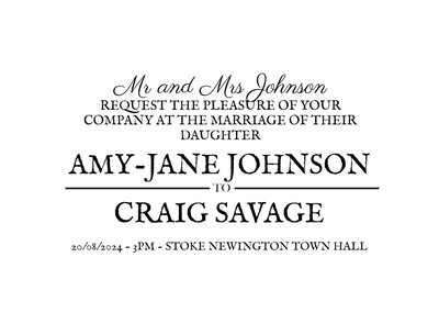 Personalised You Are Invited To The Wedding Invitation