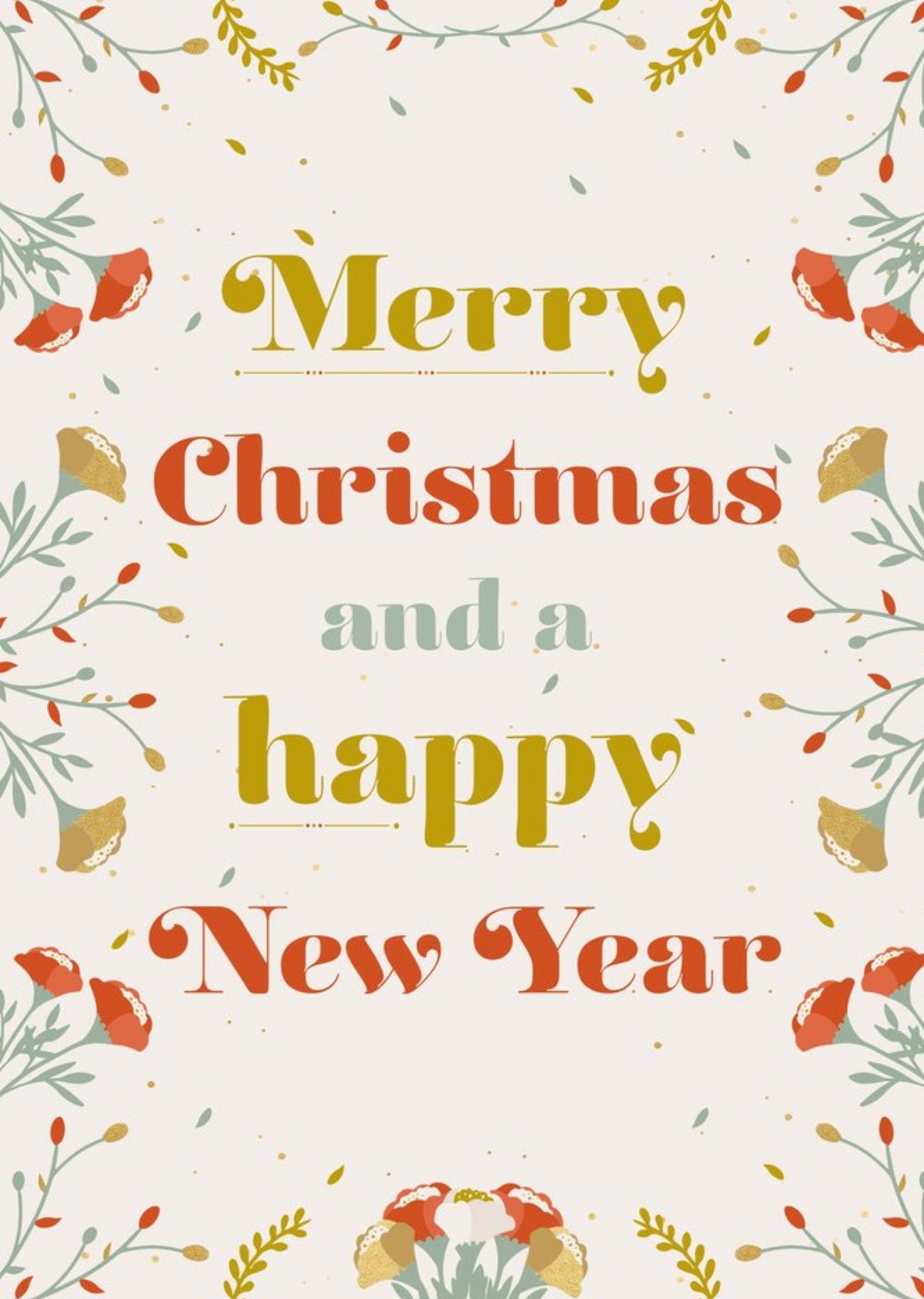 Moonpig Colourful Typography Surrounded By Foliage Christmas Card