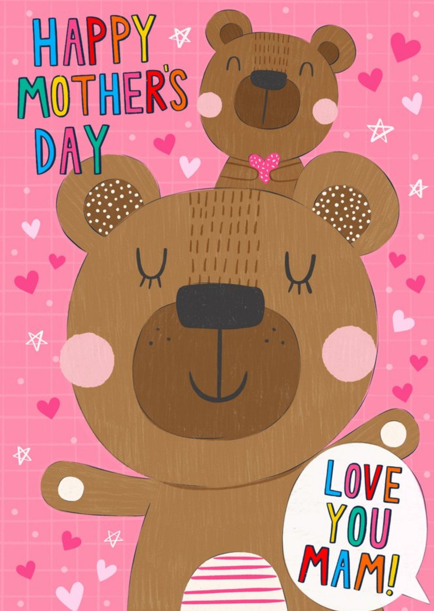 Moonpig Damien Barlow Cute Illustrated Bear Mother's Day Card
