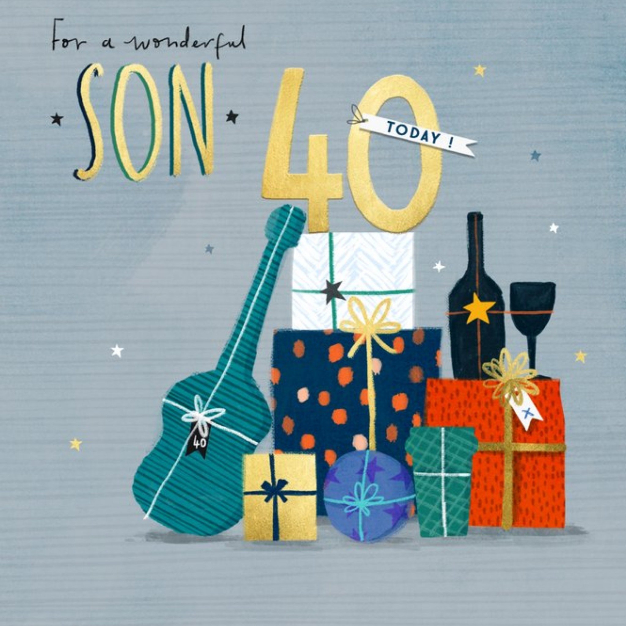 Moonpig Illustration Gifts Design For A Wonderful Son 40 Today Birthday Card