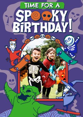 Spooky Nightmare Before Christmas Photo Upload Birthday Card