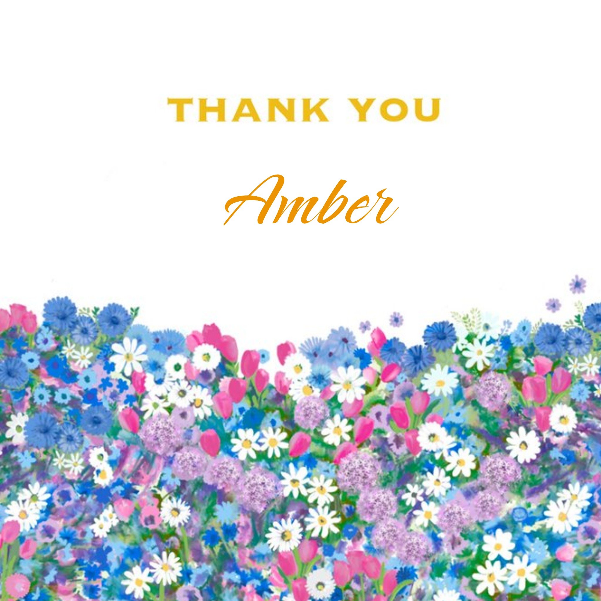 Moonpig Illustration Of Colourful Flowers Thank You Card