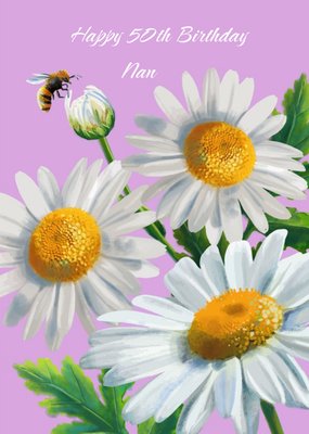 Daisy Illustration Personalise Age Nan Birthday Card