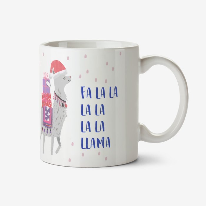 Fa La La La Illustrated Llama Christmas Mug