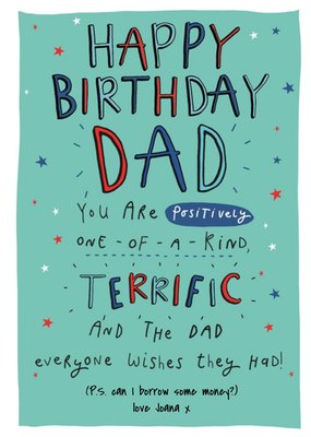 Fun Hand Illustrated Typographic Personalised Dad Birthday Card