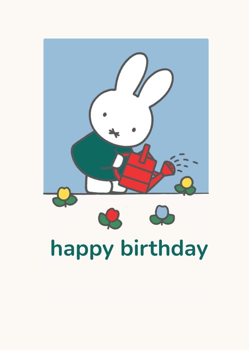 Miffy Watering Flowers Happy Birthday Card