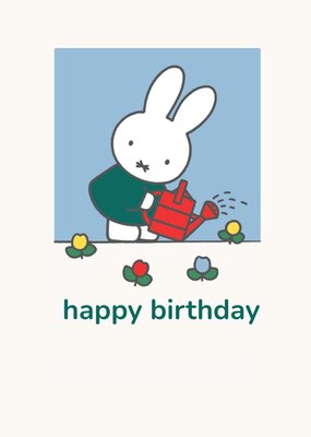 Miffy Watering Flowers Happy Birthday Card