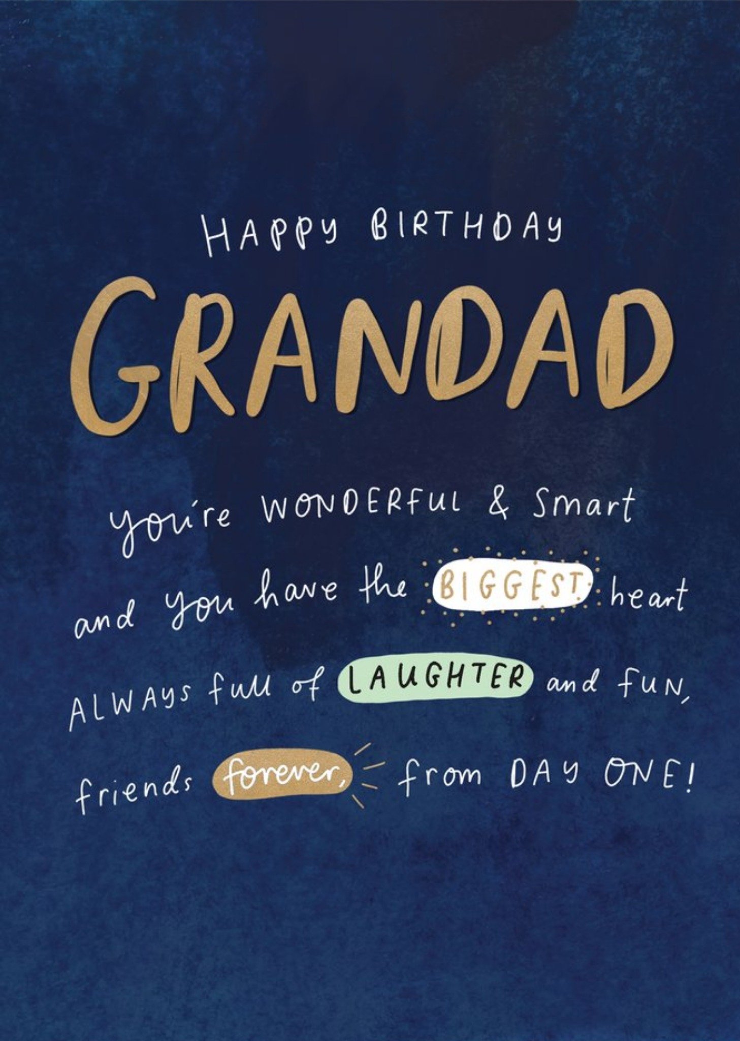 Moonpig Typographic Wonderful Love Grandad Happy Birthday Card