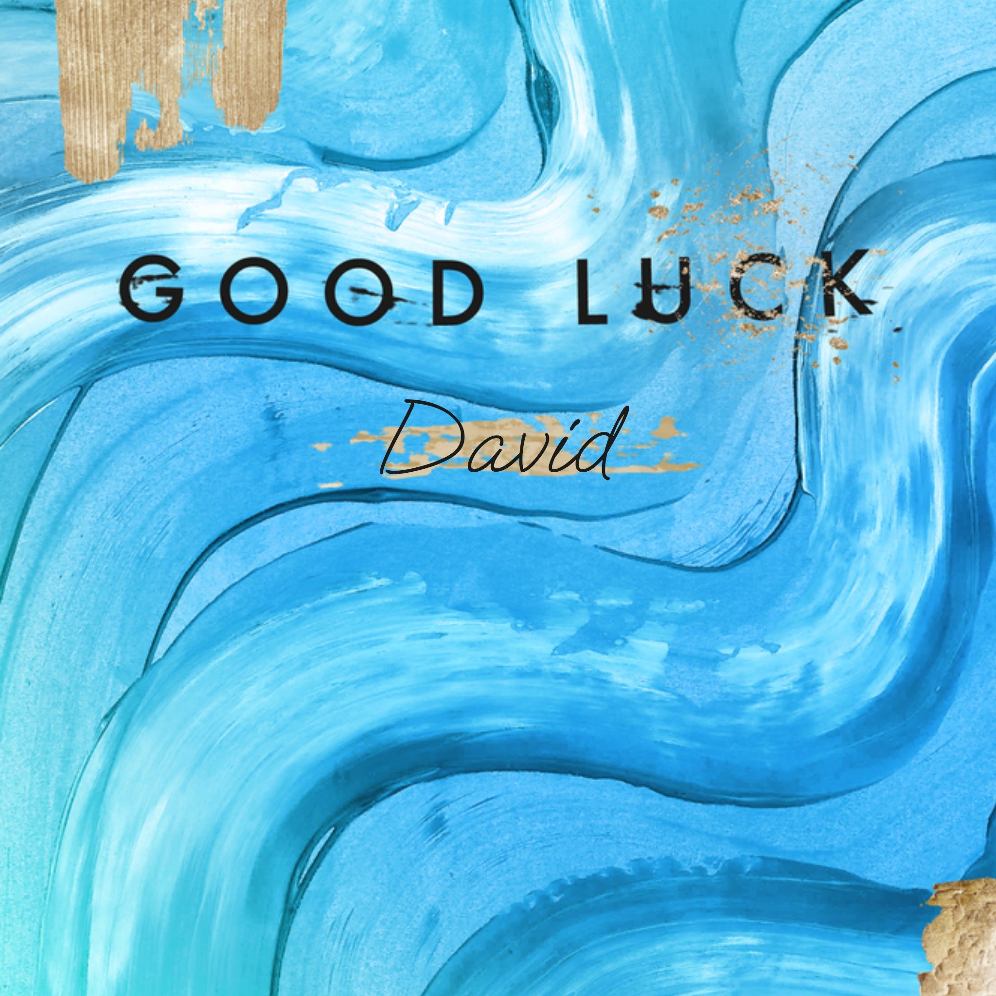 Moonpig Gold And Blue Brushstrokes Artistic Good Luck Card