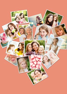 Sweet Heart Shaped Multi Photo Upload Collage Mother's Day Card