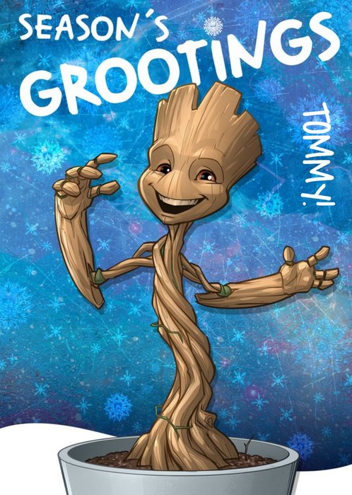 Marvel Guardians Of The Galaxy Groot Personalised Christmas Card