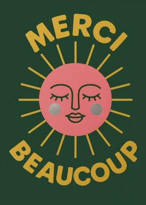 Merci Beaucoup Pink Sun Thank You Card