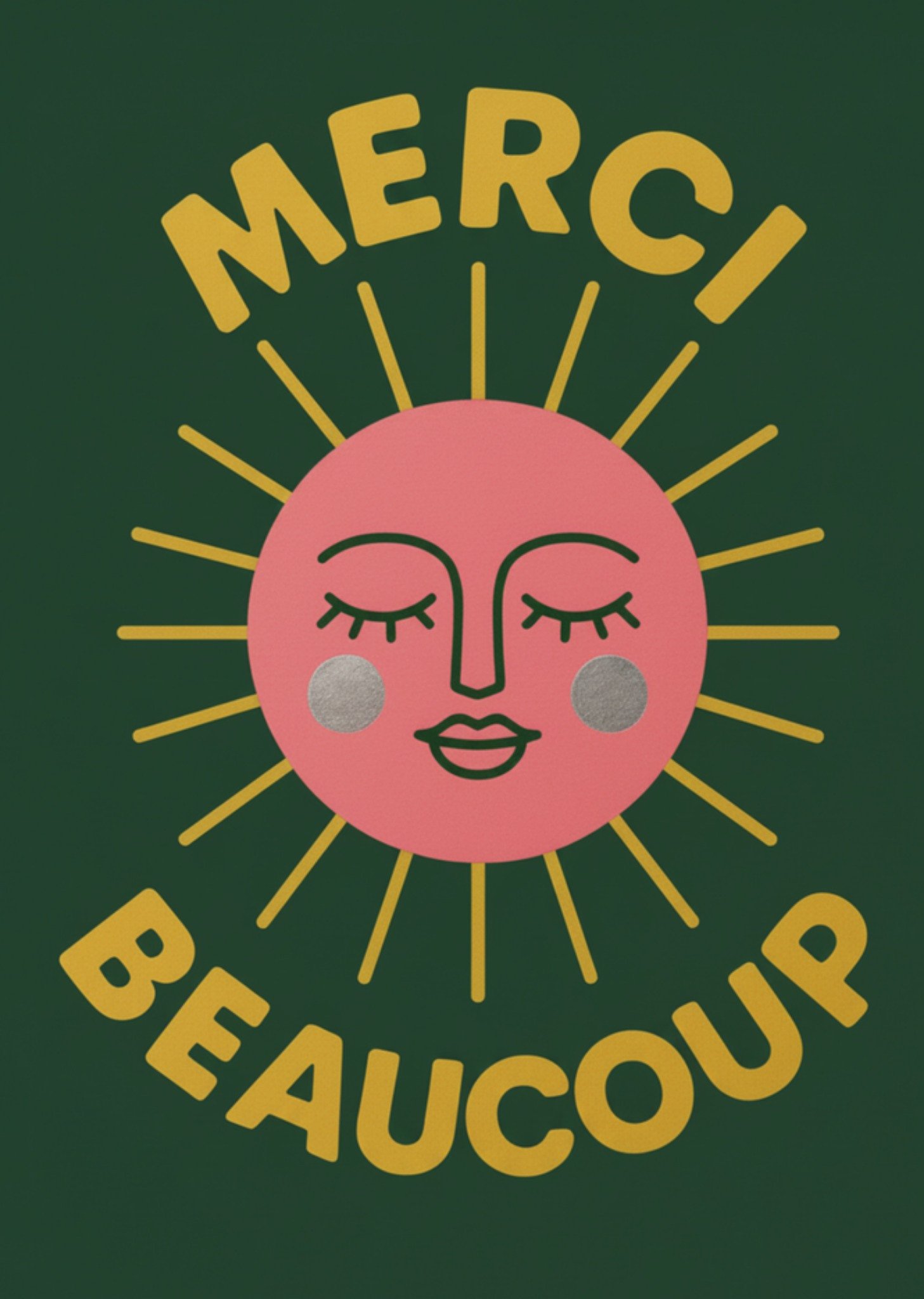 Moonpig Merci Beaucoup Pink Sun Thank You Card
