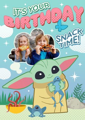 Star Wars The Mandalorian Grogu Snack Time Photo Upload Birthday Card