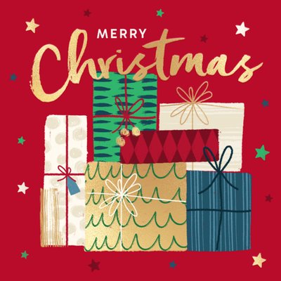 Merry Christmas Illustrated Presents Card