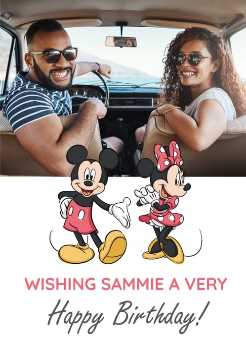 Disney Mickey Mouse Mini Mouse Happy Birthday Photo Upload Card