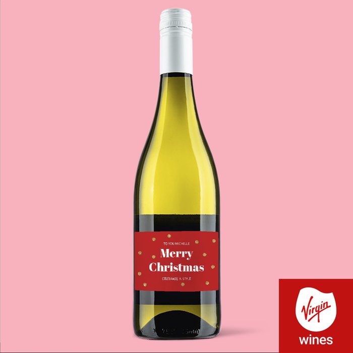 Personalised Merry Christmas Pinot Grigio 75cl