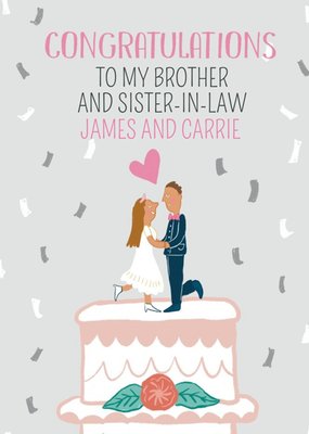 Congratulations Wedding Cake illustration Card