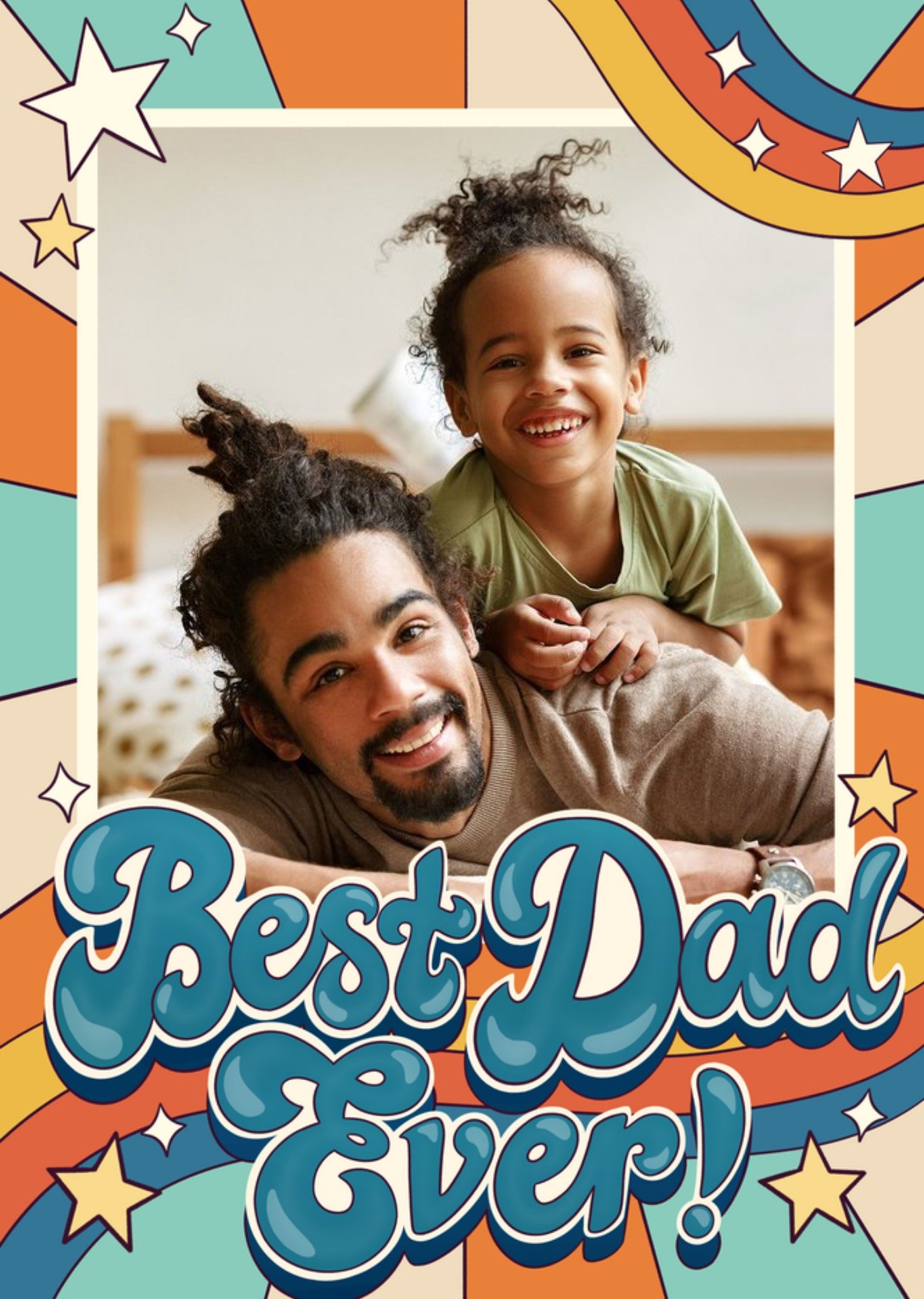 Moonpig 70's Style Best Dad Ever Photo Upload Card