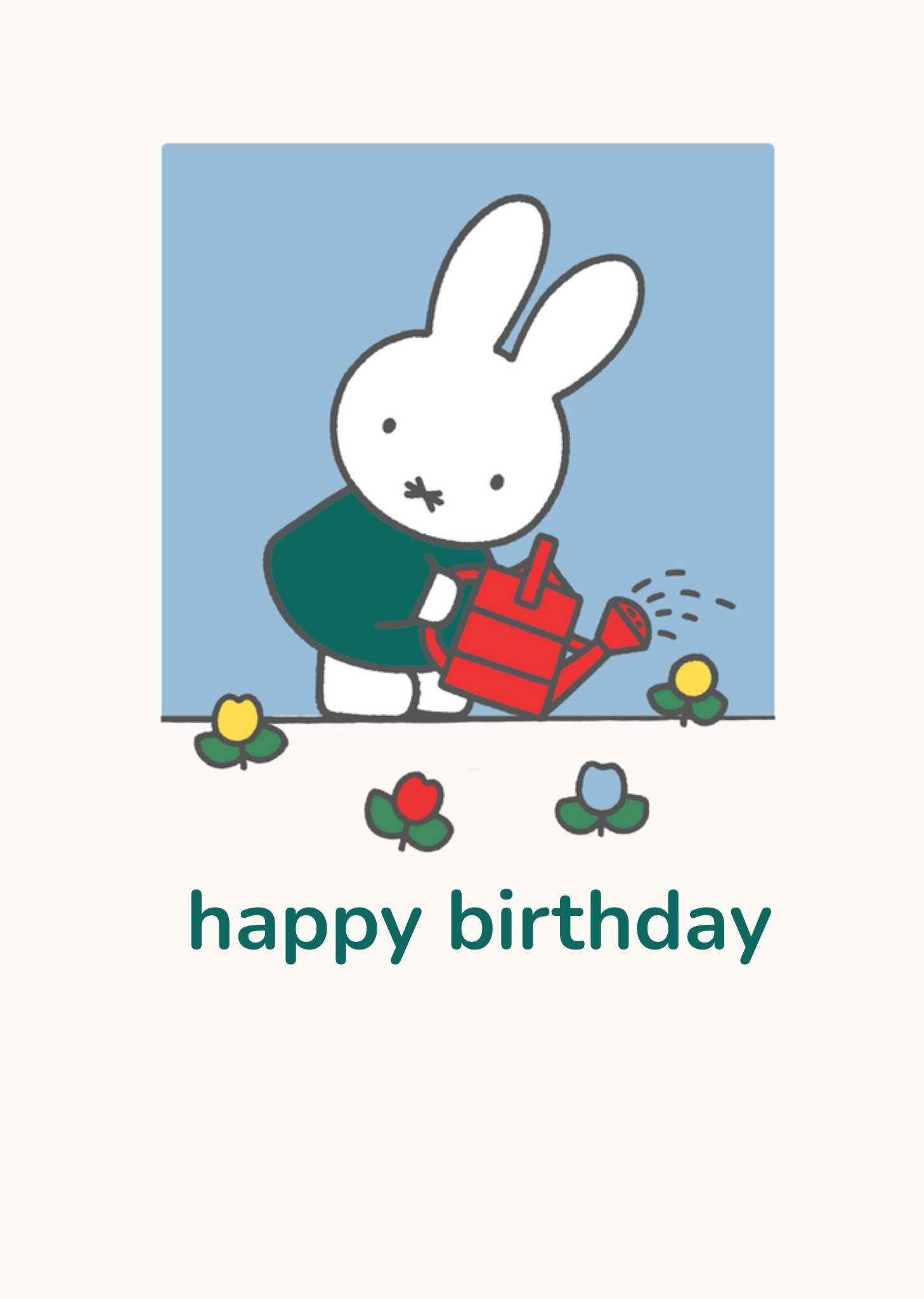 Moonpig Miffy Watering Flowers Happy Birthday Card