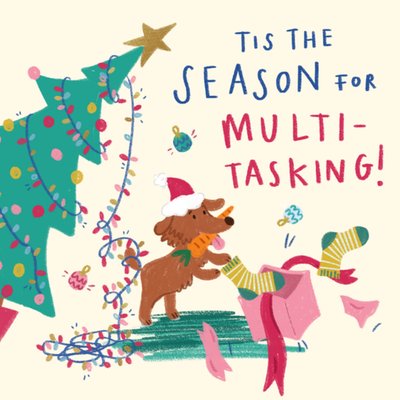 Season For Multi Tasking Illustrated Christmas Card