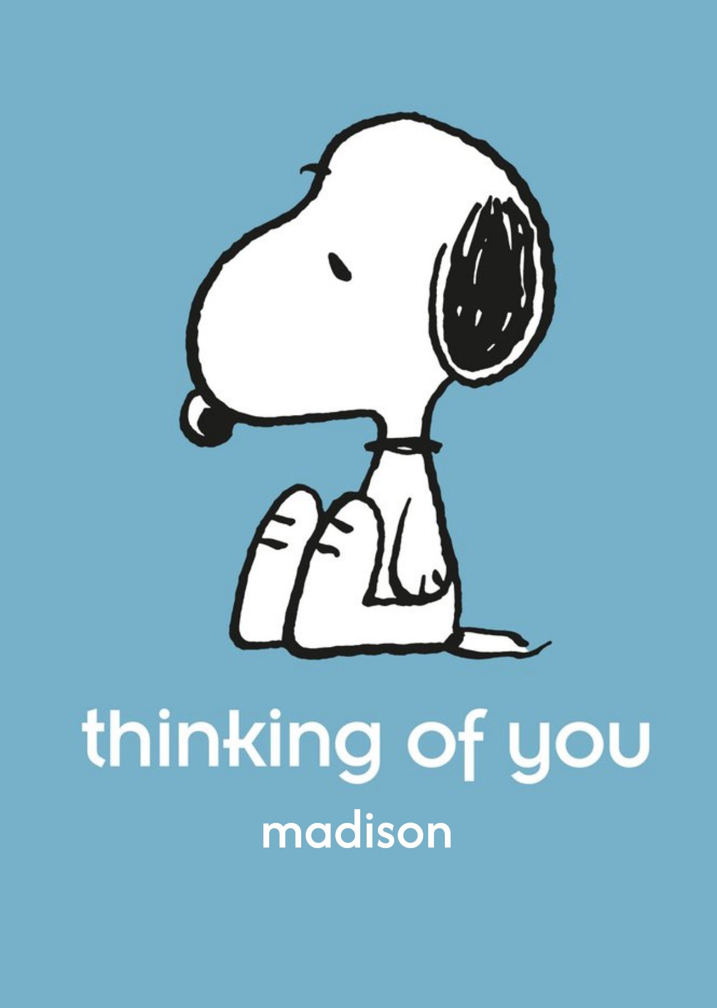Moonpig Cute Peanuts Snoopy Thinking Of You Personalised Card