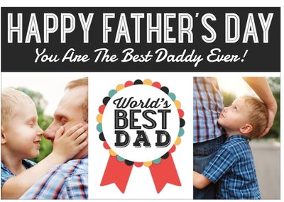 Ribbon Pin World's Best Dad Personalised Photo Upload Happy Father's Day Card