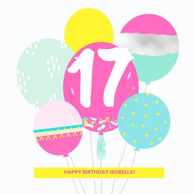 Bright Coloured Patterned Birthday Ballons Birthday Card