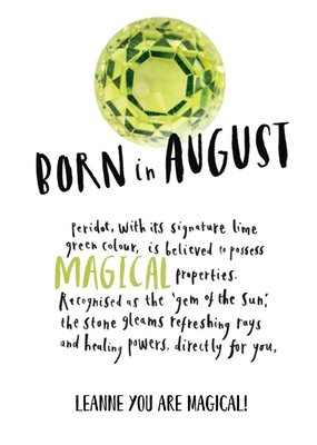 Born In August Personalised Birthday Card