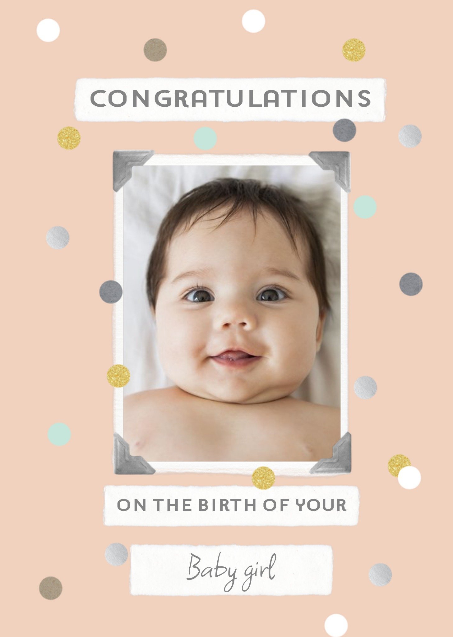 Moonpig New Baby Girl Photo Upload Congratulations Card